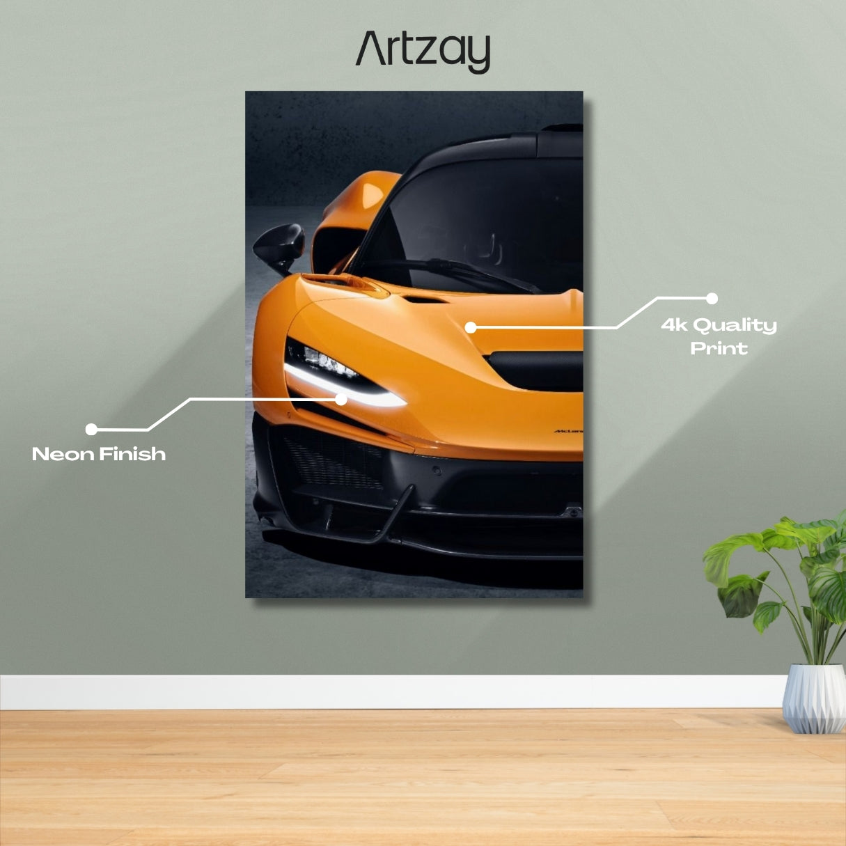 McLaren W1 neon poster in 4K Iconic Glow – supercar wall art Pakistan