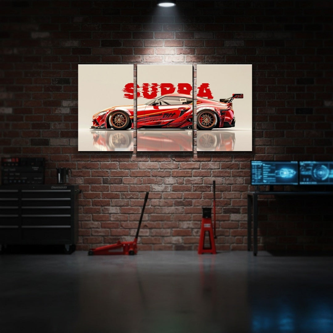 Toyota Supra MK5 3 Panel Wall Frames | JDM Car Wall Art | 4K Waterproof & Fade-Proof Automotive Decor for Gaming Room, Office & Bedroom