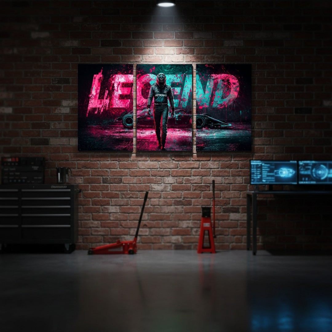 Legend Formula 1 3 Panel Wall Frame | F1 Racing Wall Art | 4K Motorsport Poster for Gaming Room & Office Decor