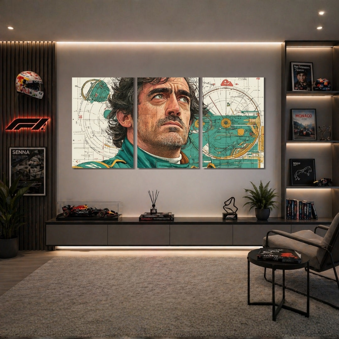 Fernando Alonso Formula 1 3 Panel Wall Frames | Premium F1 Legend Wall Art | 4K Waterproof & Fade-Proof Motorsport Decor for Gaming Room, Office & Bedroom