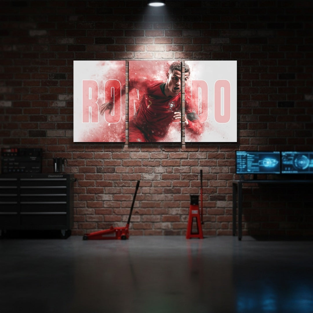 CR7 Cristiano Ronaldo Wall Frame Set | Football Star 3 Panel Wall Art 12x18 | Premium 4K Ronaldo Poster | Gaming & Sports Room Decor Pakistan