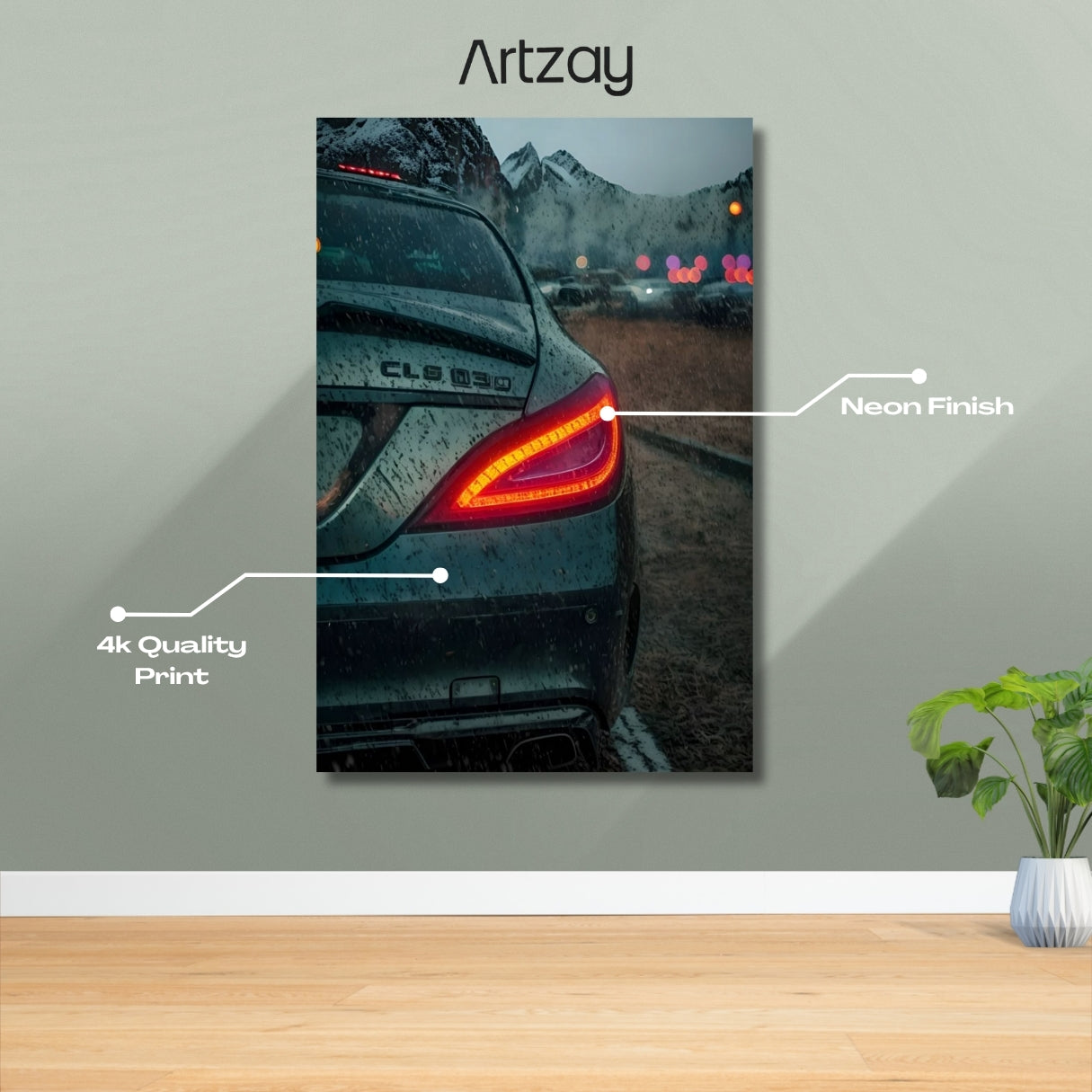 Mercedes-Benz CLS neon poster in 4K Iconic Glow β car wall art Pakistan