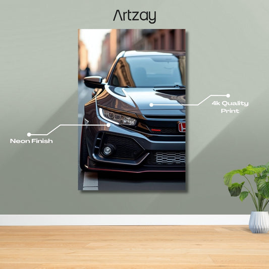 Honda Civic Type R Headlights Neon Poster – Iconic Glow Edition | 4K Print