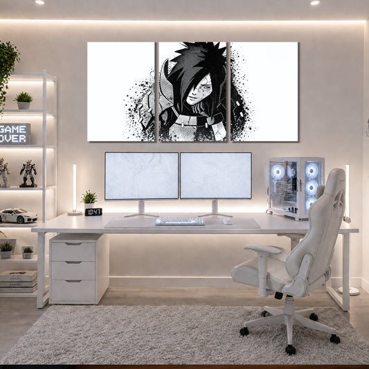 Madara Uchiha Wall Frames | Naruto 3 Panel Wall Art | Black & White Manga Decor | Premium 4K Waterproof & Fade-Proof Wall Frames