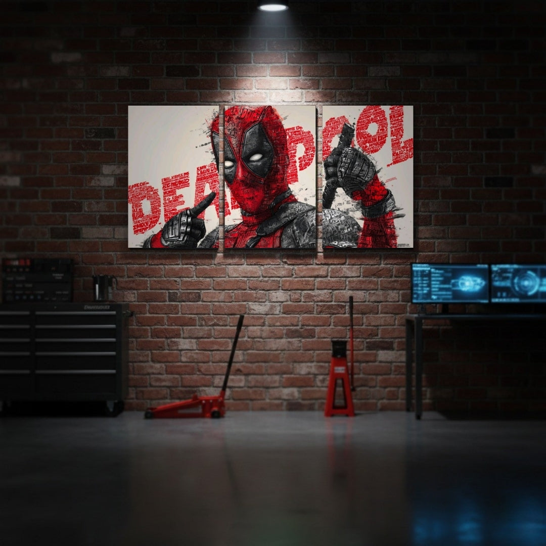 Deadpool 3 Panel Wall Frame | Marvel Superhero Wall Art | 4K Waterproof Gaming Room & Office Decor