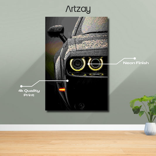 Dodge Challenger Hellcat Neon Poster – Iconic Glow Edition | 4K Print