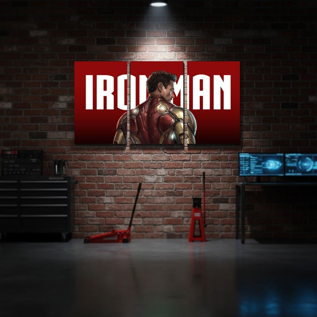 Iron Man Mark 85 3 Panel Wall Frame – Avengers Endgame Tony Stark Canvas Art for Gaming Room, Bedroom & Office Decor