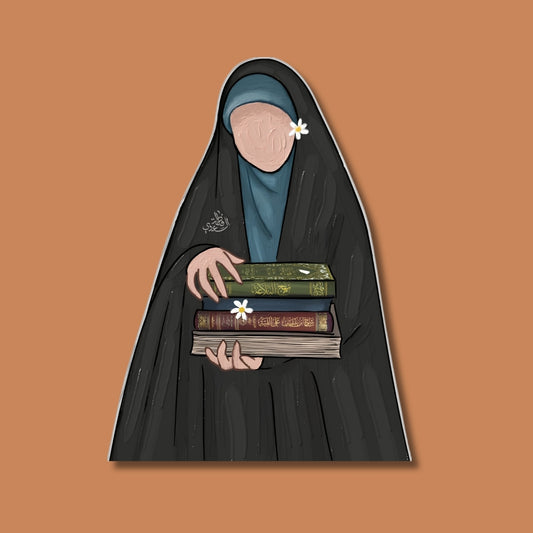 Girl with books Sticker