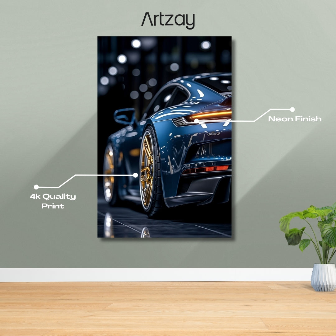 Porsche 911 Tail lights Neon Poster – Iconic Glow Edition | 4K Print