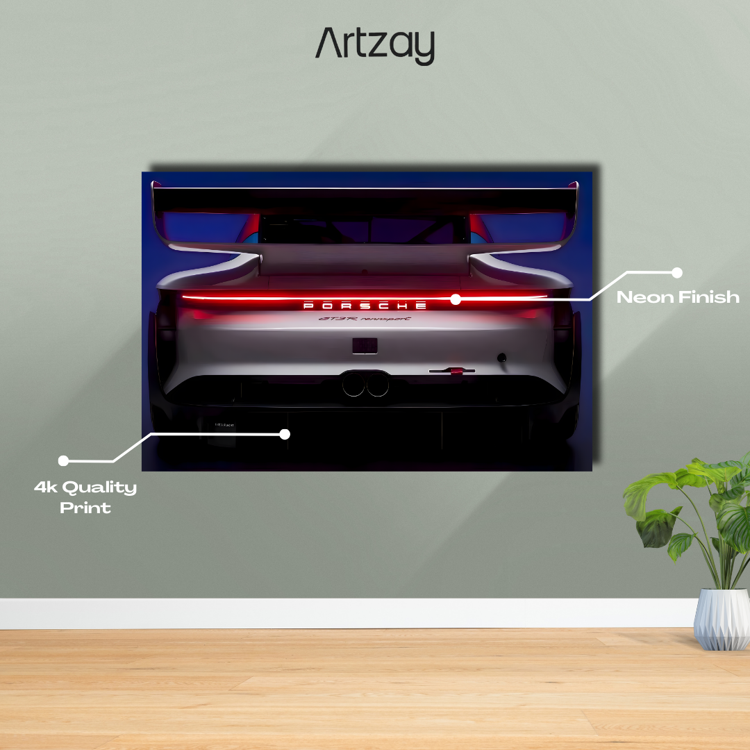 Porsche 911 GT3 Tail Light Neon Poster β Iconic Glow Edition | 4K Print