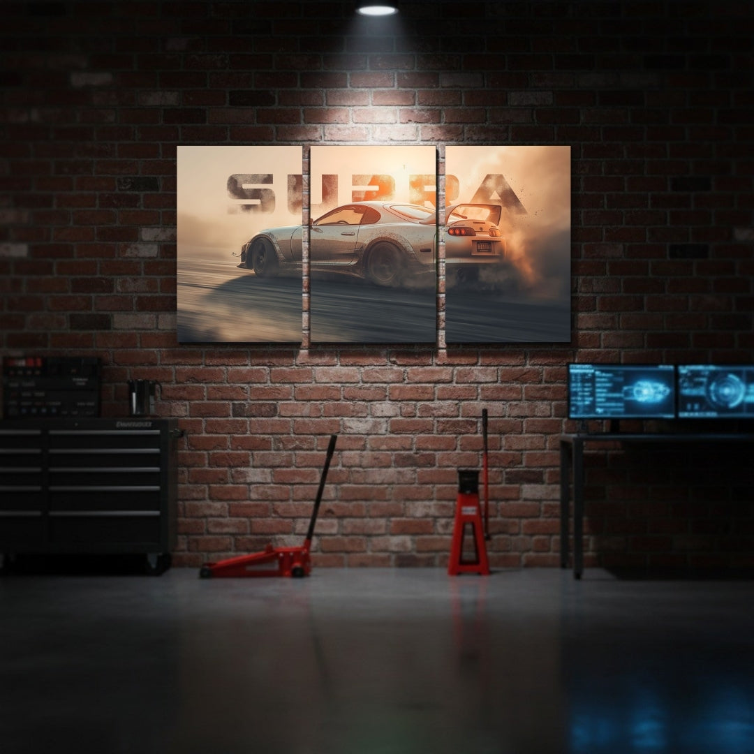 Toyota Supra MK4 3 Panel Wall Frame – Premium Multi Panel Canvas Art for Bedroom, Office & Gaming Setup
