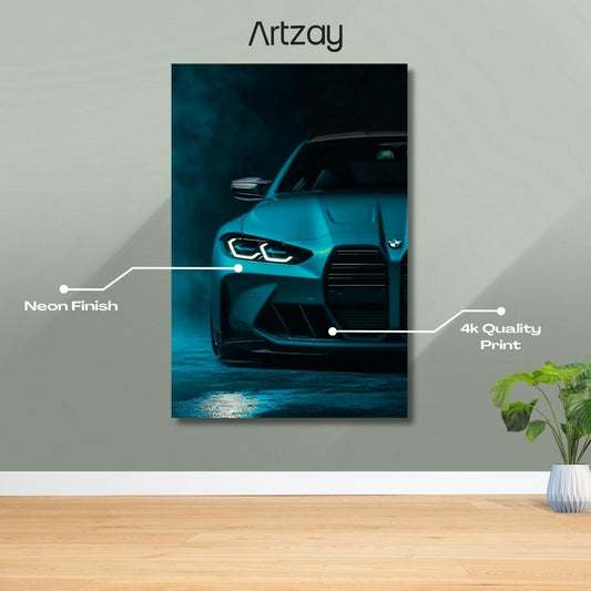 BMW M4  Headlights Neon Poster – Iconic Glow Edition | 4K Print