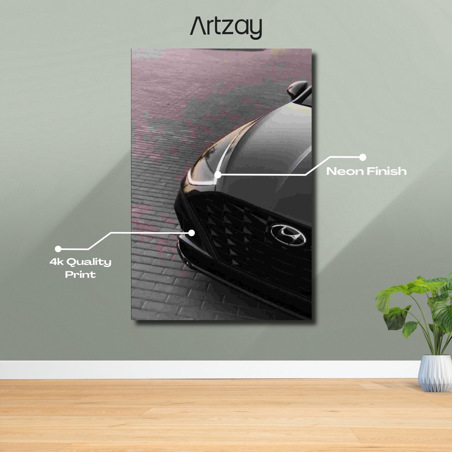 Hyundai Sonata neon poster 4K framed print – car wall decor Pakistan