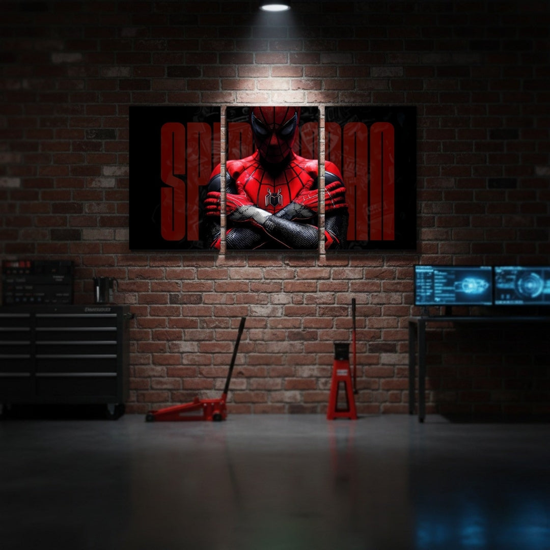 Chill Bro Spider-Man 3 Panel Wall Frame – Marvel Superhero Canvas Art for Gaming Room, Bedroom & Desk Setup Decor