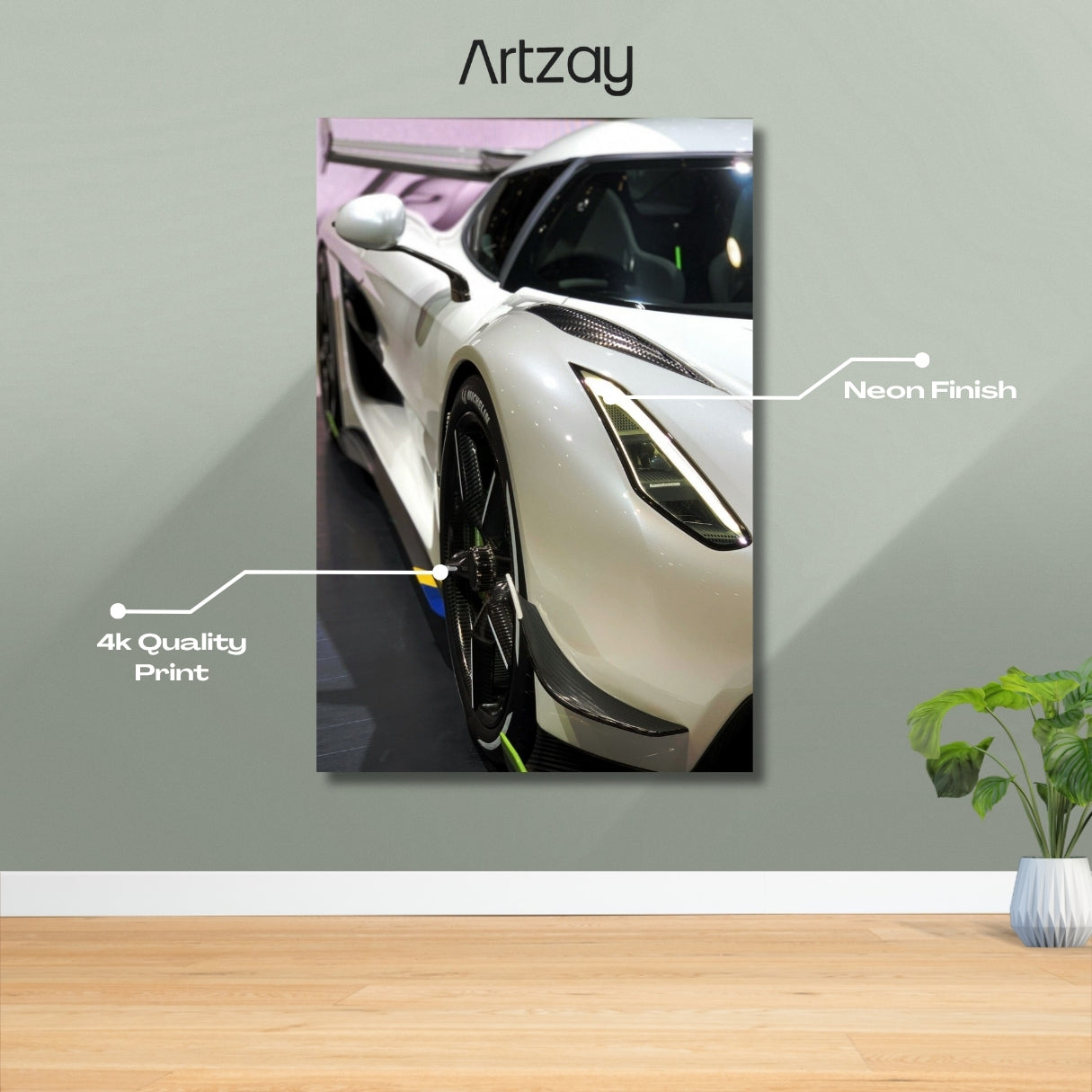 Koenigsegg Jesko neon poster 4K framed print – hypercar wall decor Pakistan