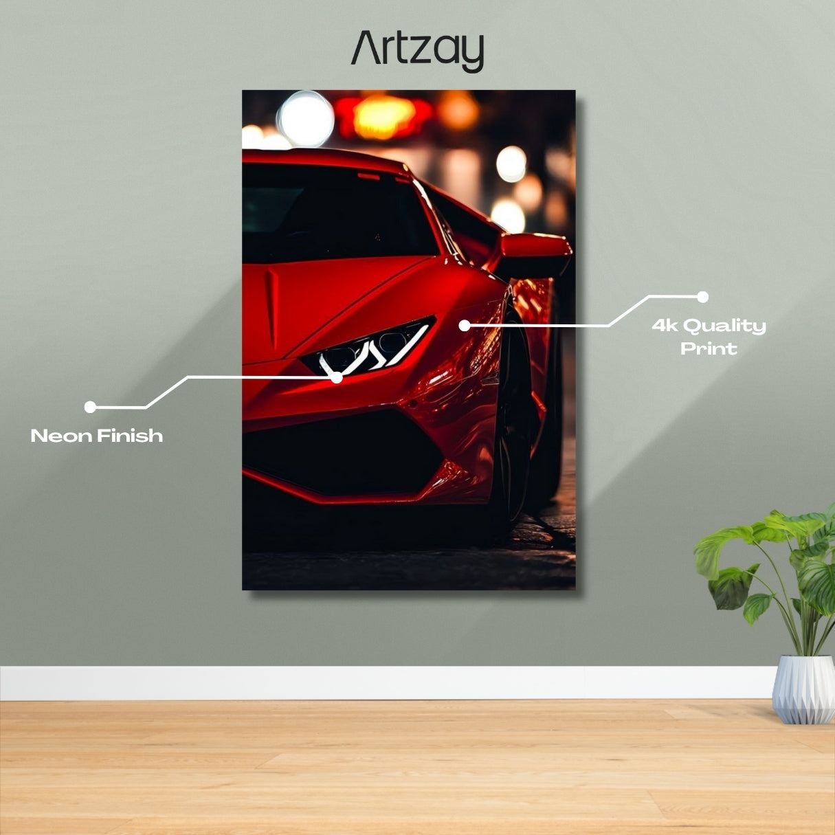 Lamborghini Huracan neon poster in 4K Iconic Glow – supercar wall art Pakistan