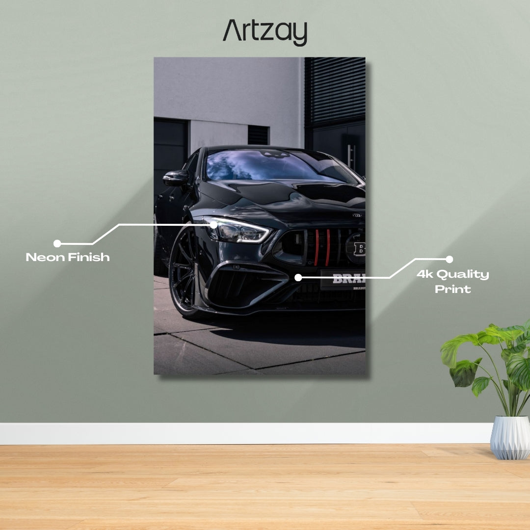 Mercedes-Benz C118 headlights neon poster 4K framed print – Mercedes wall decor Pakistan