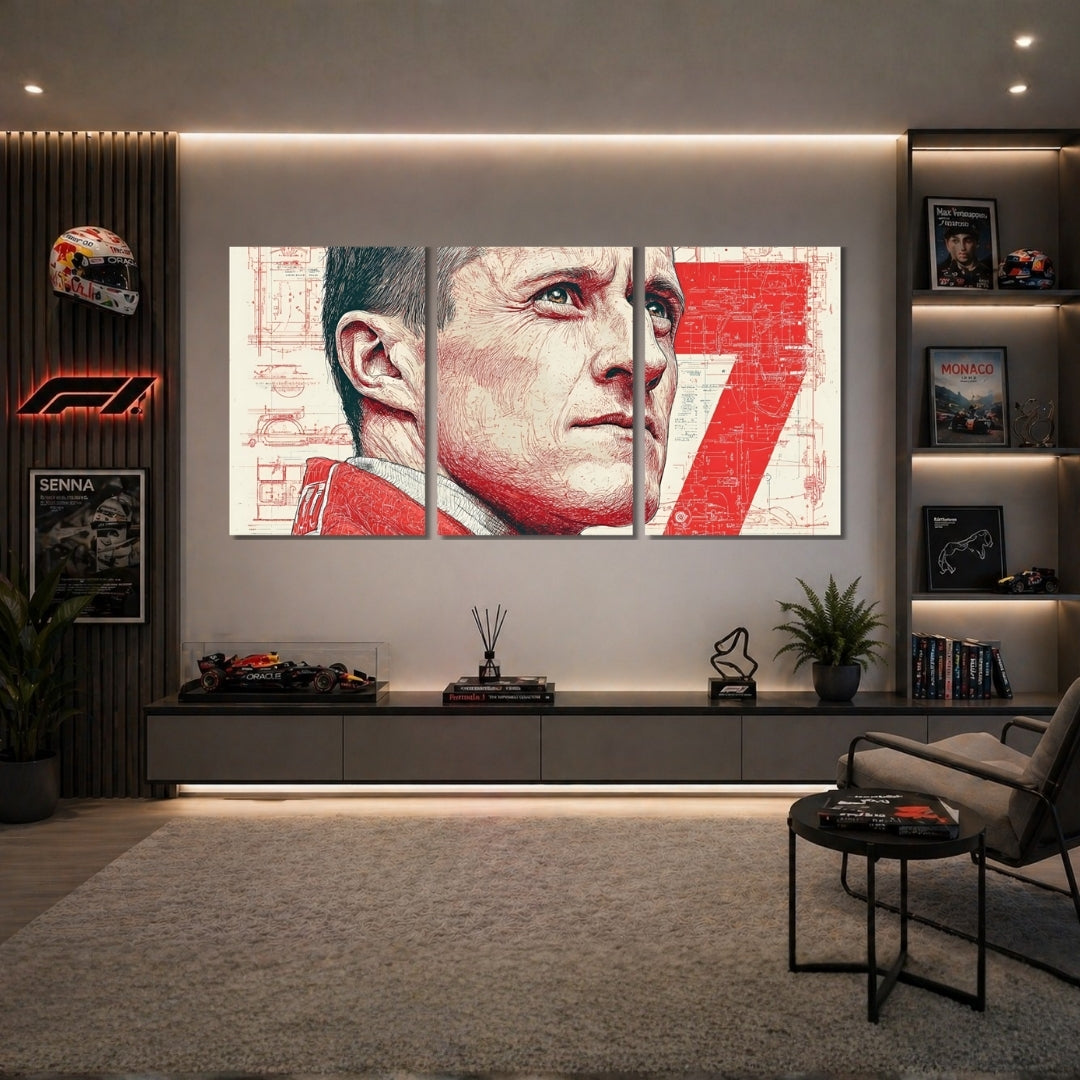 Michael Schumacher Ferrari F1 3 Panel Wall Frames | Formula 1 Legend Wall Art | 4K Waterproof & Fade-Proof Motorsport Decor for Gaming Room, Office & Bedroom