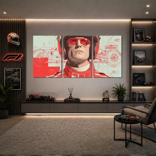 Kimi Räikkönen Ferrari F1 3 Panel Wall Frames | Premium Formula 1 Legend Wall Art | 4K Waterproof & Fade-Proof Motorsport Decor for Gaming Room, Office & Bedroom