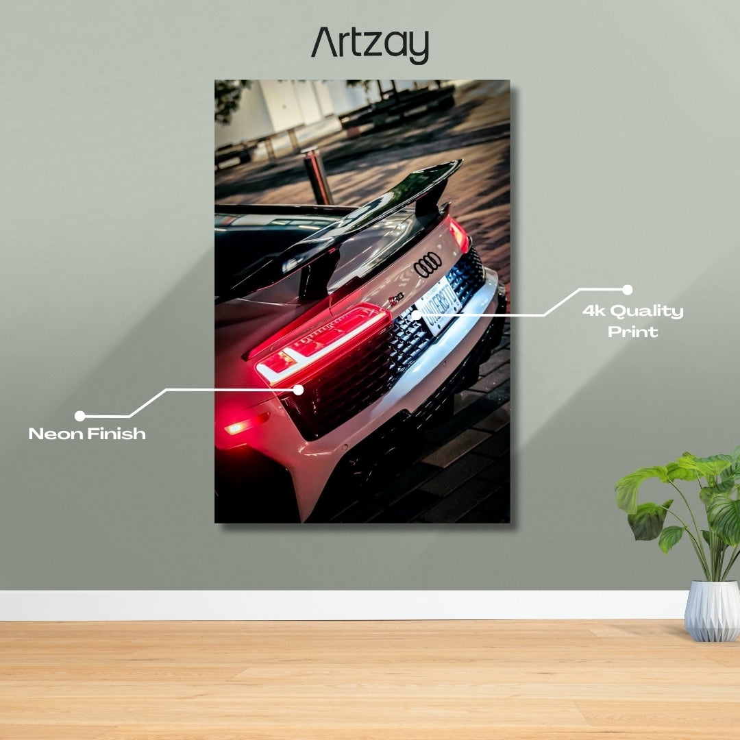 Audi R8 Rear lights Neon Poster – Iconic Glow Edition | 4K Print
