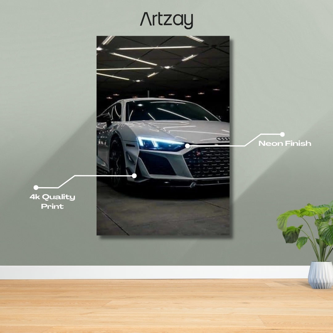 Audi R8 Headlights Neon Poster – Iconic Glow Edition | 4K Print