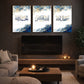 Alhamdulillah Islamic Calligraphy 3 Panel Wall Frame – Blue Marble Islamic Wall Art | Modern Arabic Calligraphy Decor Pakistan