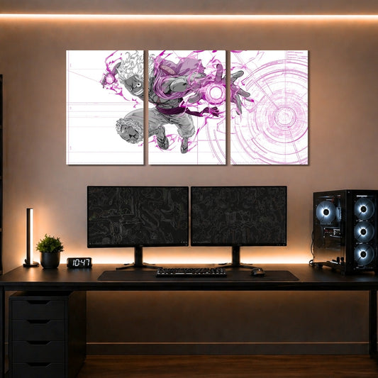 Monkey D. Luffy Gear 5 3 Panel Wall Frames | One Piece Anime Wall Art | Premium 4K Waterproof & Fade-Proof Decor for Gaming Room & Bedroom