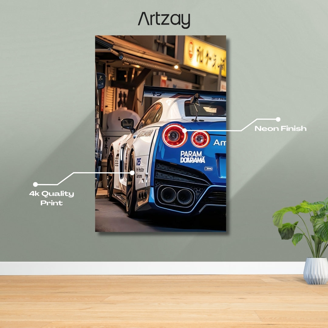 Nissan Skyline GT-R rear lights neon poster in 4K – JDM wall decor Pakistan