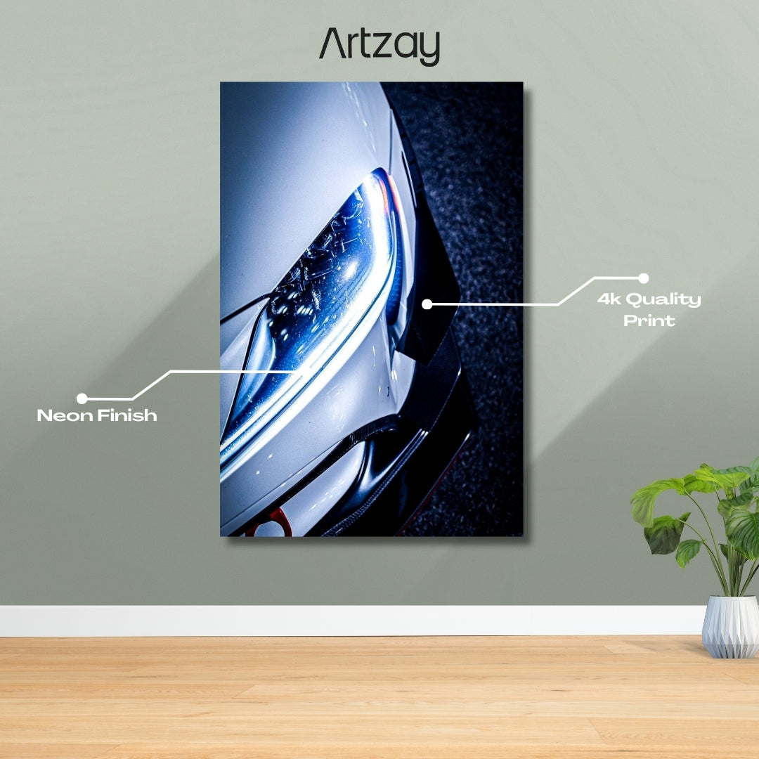 Toyota Supra headlights neon poster in 4K – JDM wall decor Pakistan