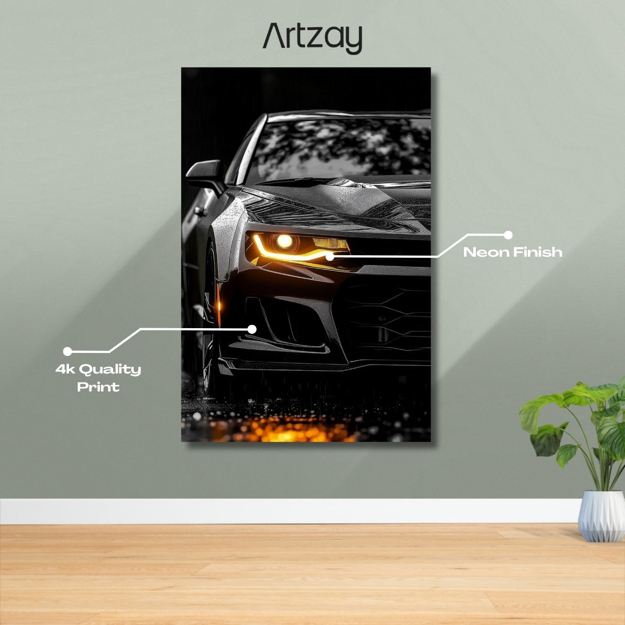 Chevrolet Camaro ZL1 neon poster in 4K – muscle car wall art Pakistan