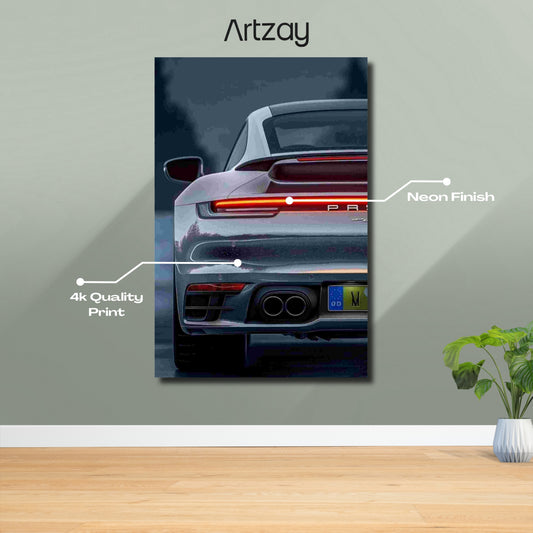Porsche 911 Rear Headlights Neon Poster – Iconic Glow Edition | 4K Print