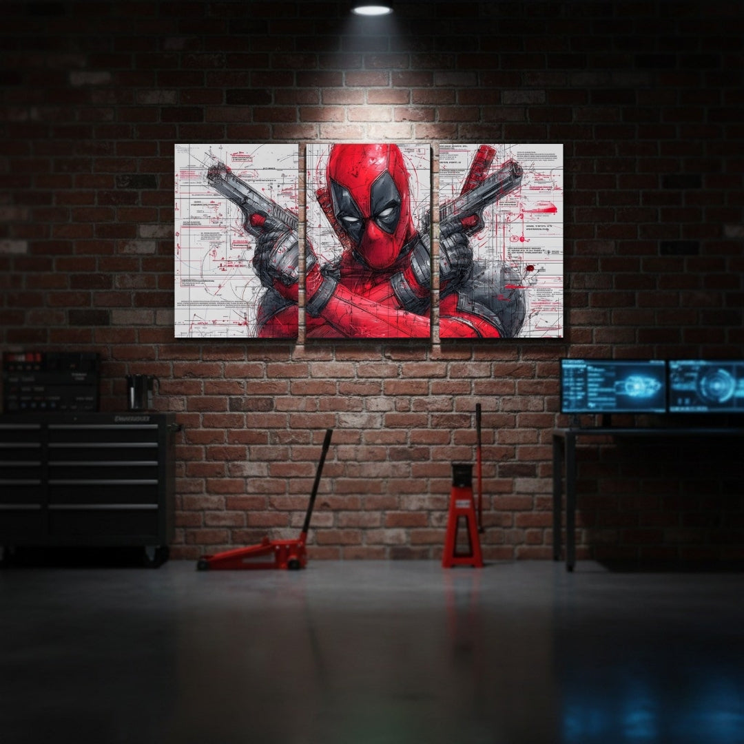 Deadpool 3 Panel Wall Frame | Marvel Anti-Hero Wall Art | 4K Waterproof Gaming Room & Office Decor