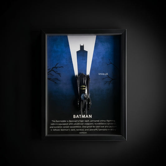 Batman Batmobile 3D Car Frame | Batman Wall Art Decor | Premium Shadow Box Display | Superhero Room Decor | Gift for Batman Fans