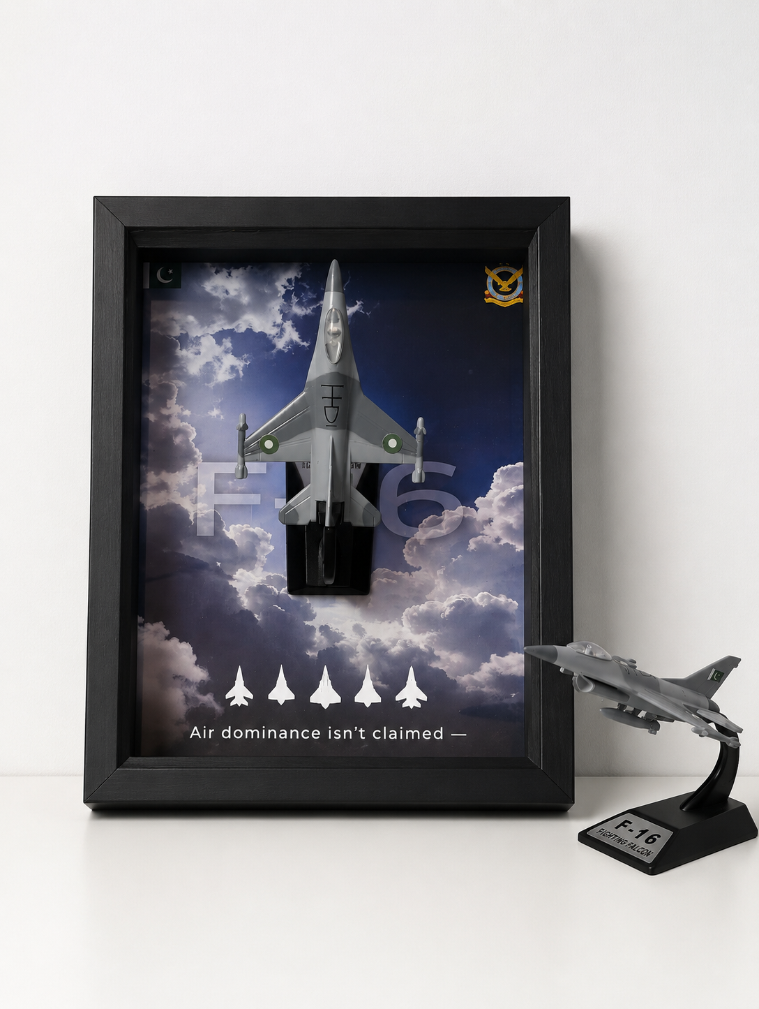 Pakistan Air Force F-16 3D car Frame | PAF Fighter Jet Wall Art | F-16 Falcon Display Frame | Aviation Decor Gift | Military Aircraft Collectible